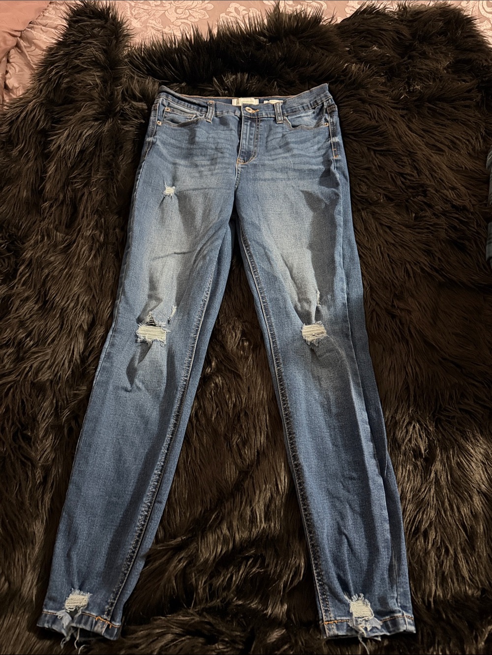 Celebrity Pink Distressed Blue Skinny Jeans